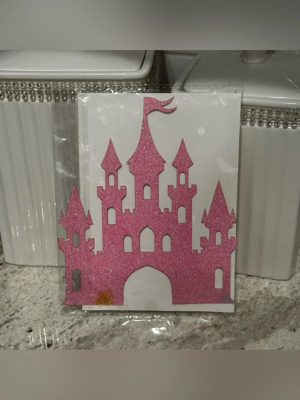 Pink Glitter Castle Cake Topper